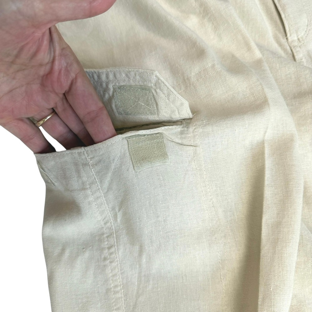 Mens Linen Cargo Slacks Pants 40x30 Cream Beach Vacation Resortwear Quiet Luxury - Picture 5 of 14